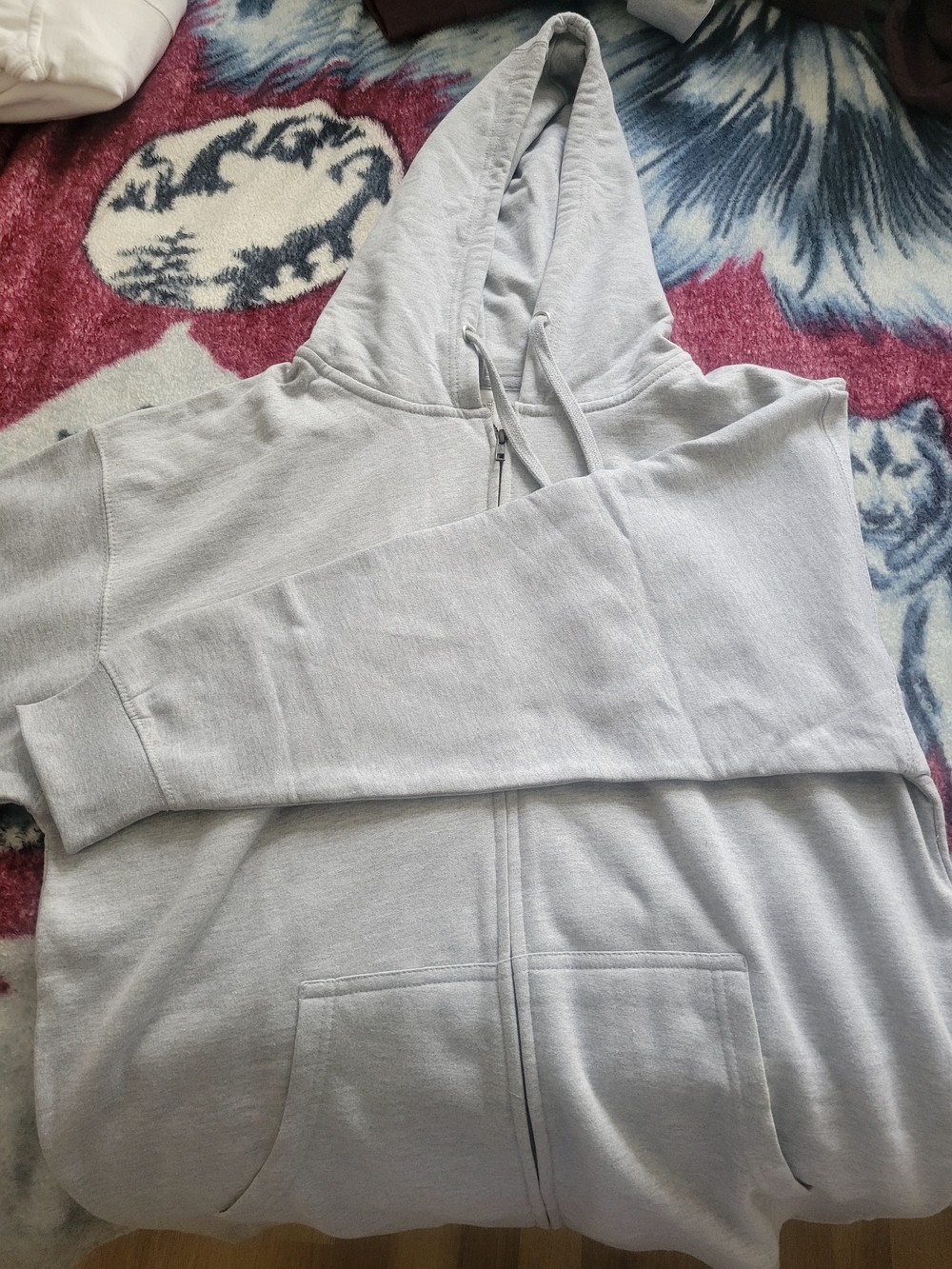 Men's Light Gray Full-Zip Hoodie Sweatshirt